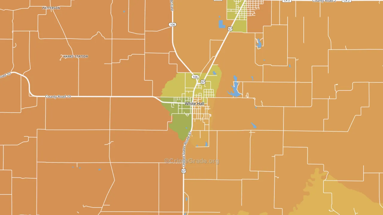 White Hall, IL Map of Murder Rates