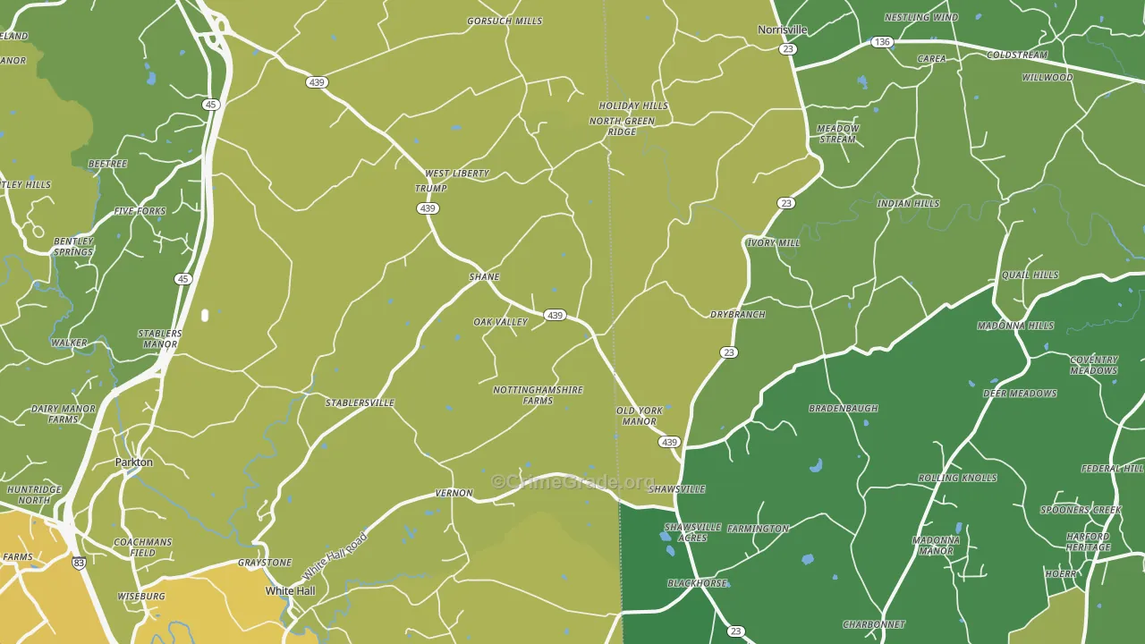 White Hall, MD Map of Murder Rates