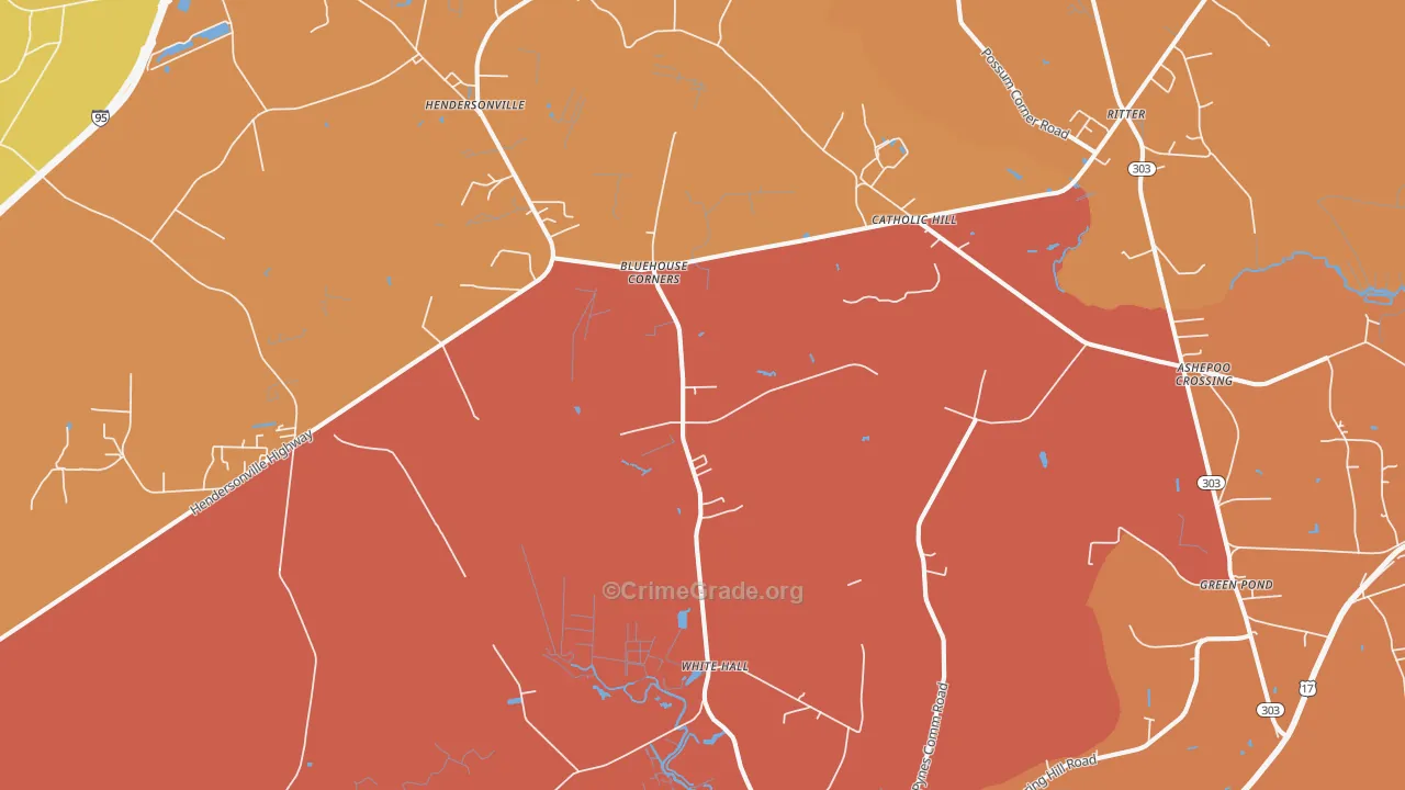 White Hall, SC Map of Murder Rates