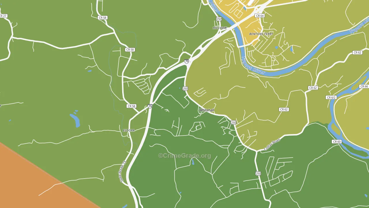 White Hall, WV Map of Murder Rates