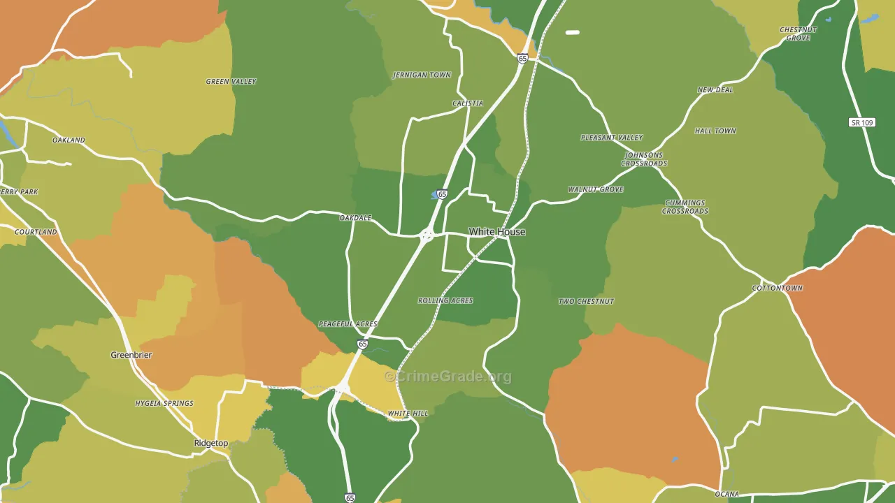 White House, TN Map of Murder Rates
