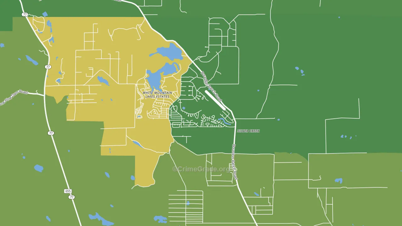 White Mountain Lake, AZ Map of Murder Rates
