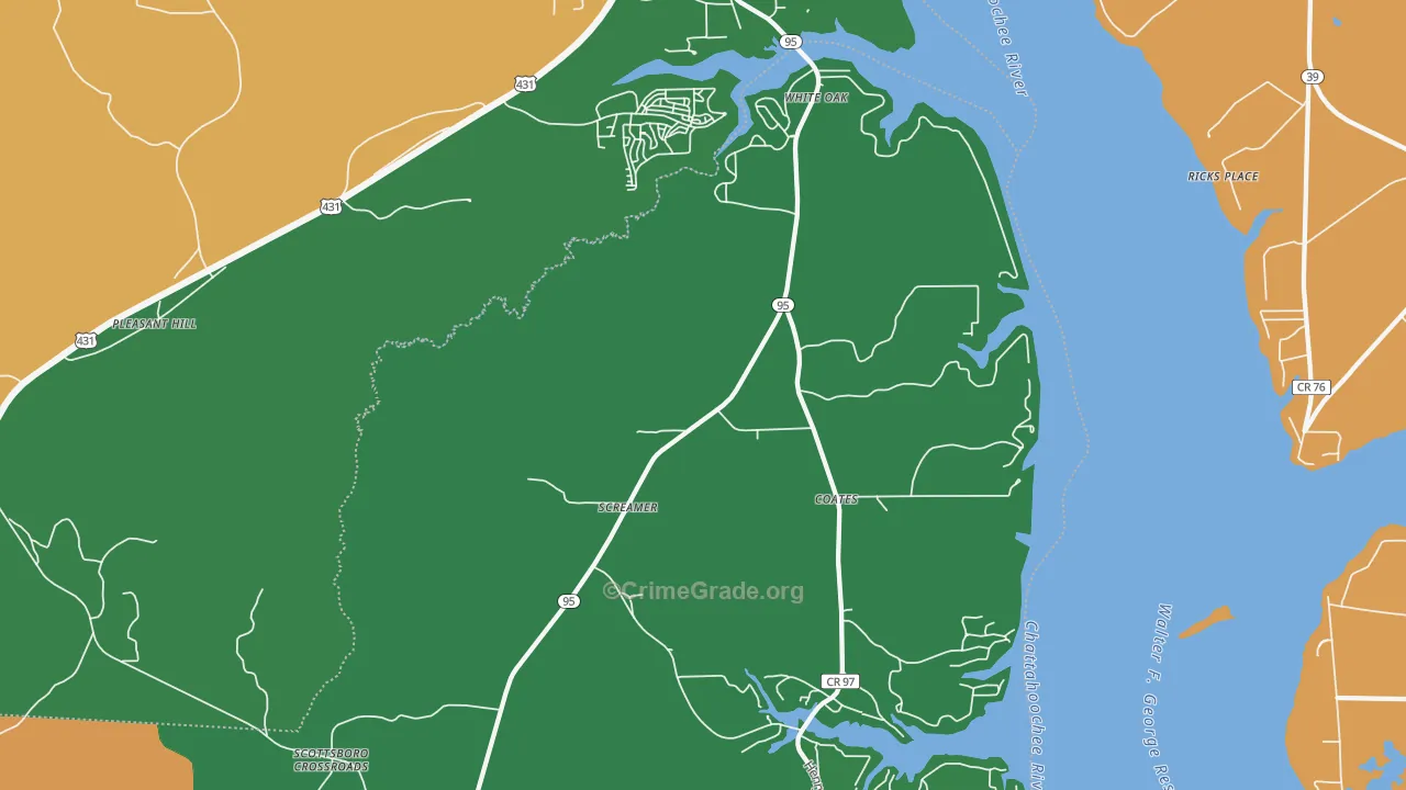 White Oak, AL Map of Murder Rates