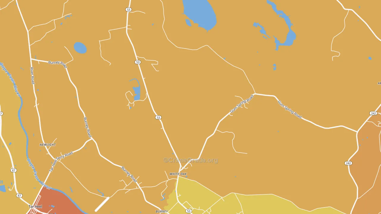 White Oak, NC Map of Murder Rates