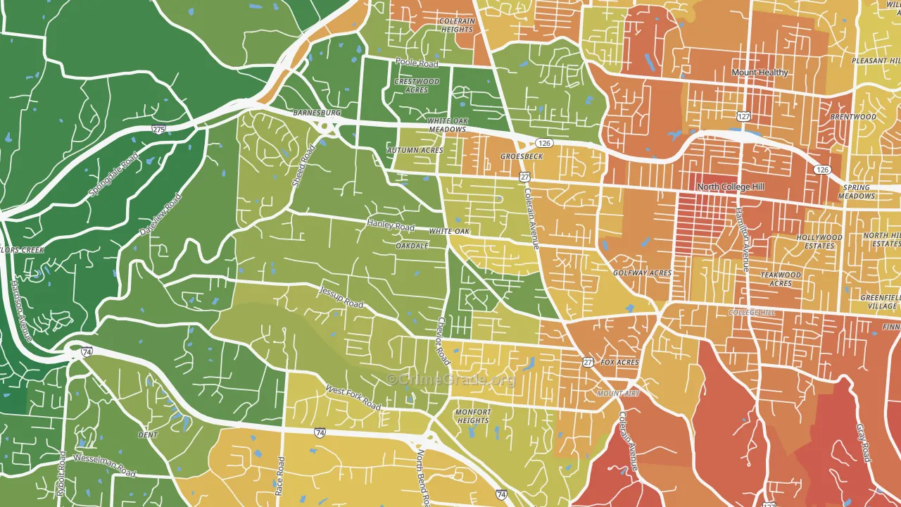 White Oak, OH Map of Murder Rates