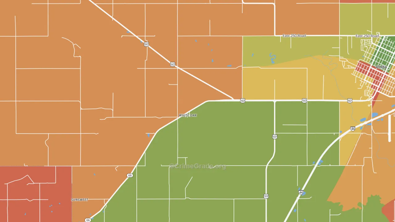 White Oak, OK Map of Murder Rates