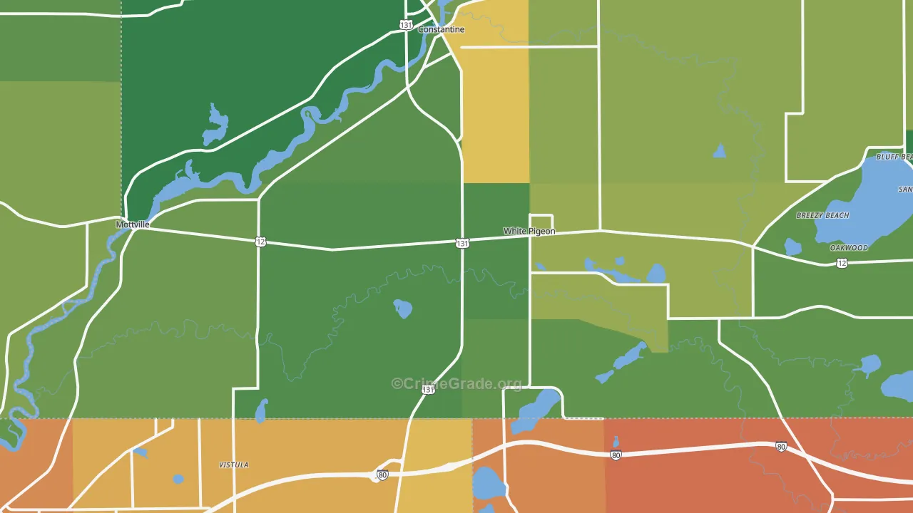 White Pigeon, MI Map of Murder Rates