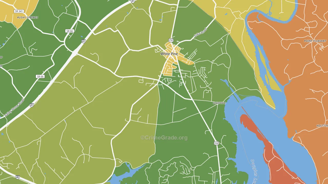 White Pine, TN Map of Murder Rates