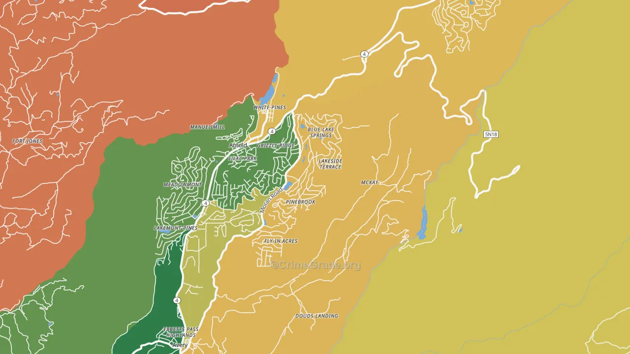 White Pines, CA Map of Murder Rates
