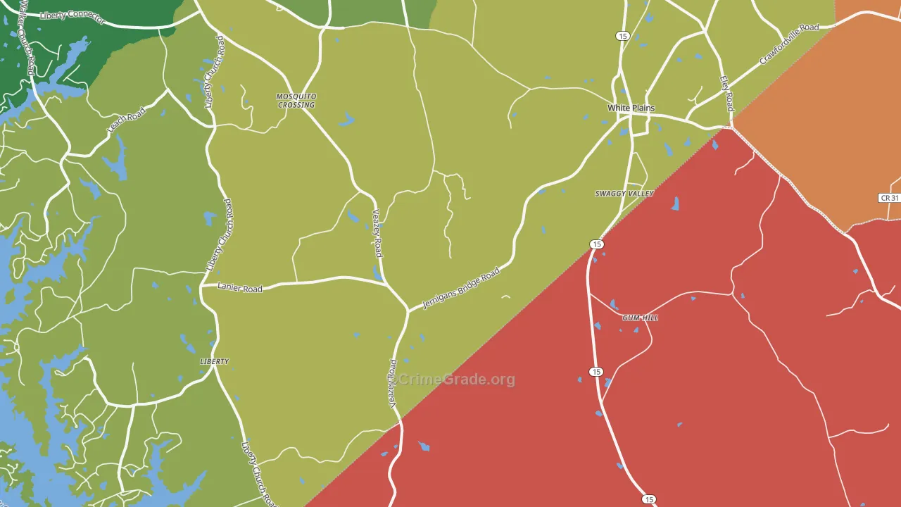 White Plains, GA Map of Murder Rates