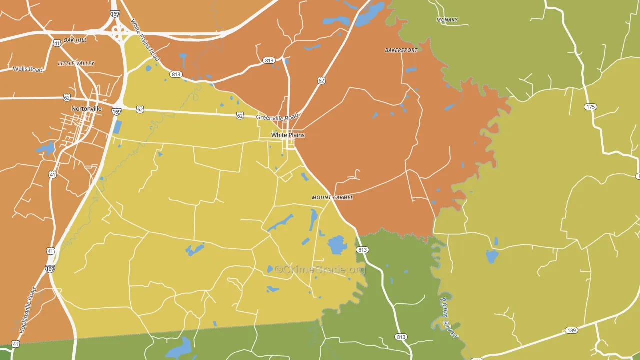 White Plains, KY Map of Murder Rates