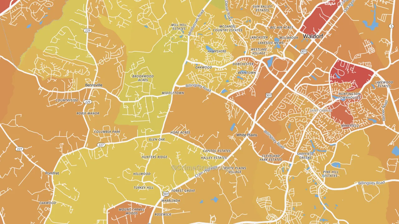 White Plains, MD Map of Murder Rates
