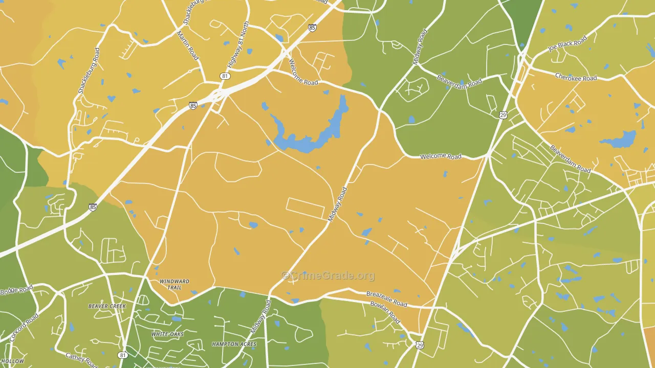 White Plains, SC Map of Murder Rates