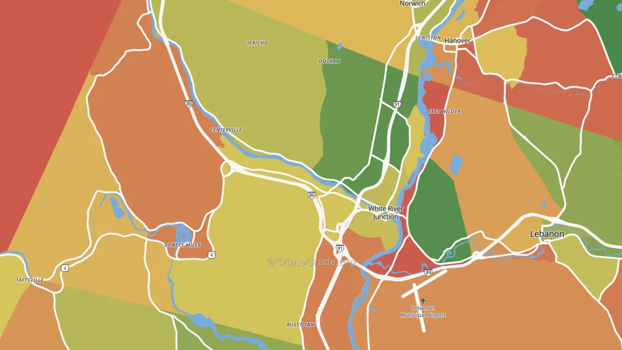 White River Junction, VT Map of Murder Rates