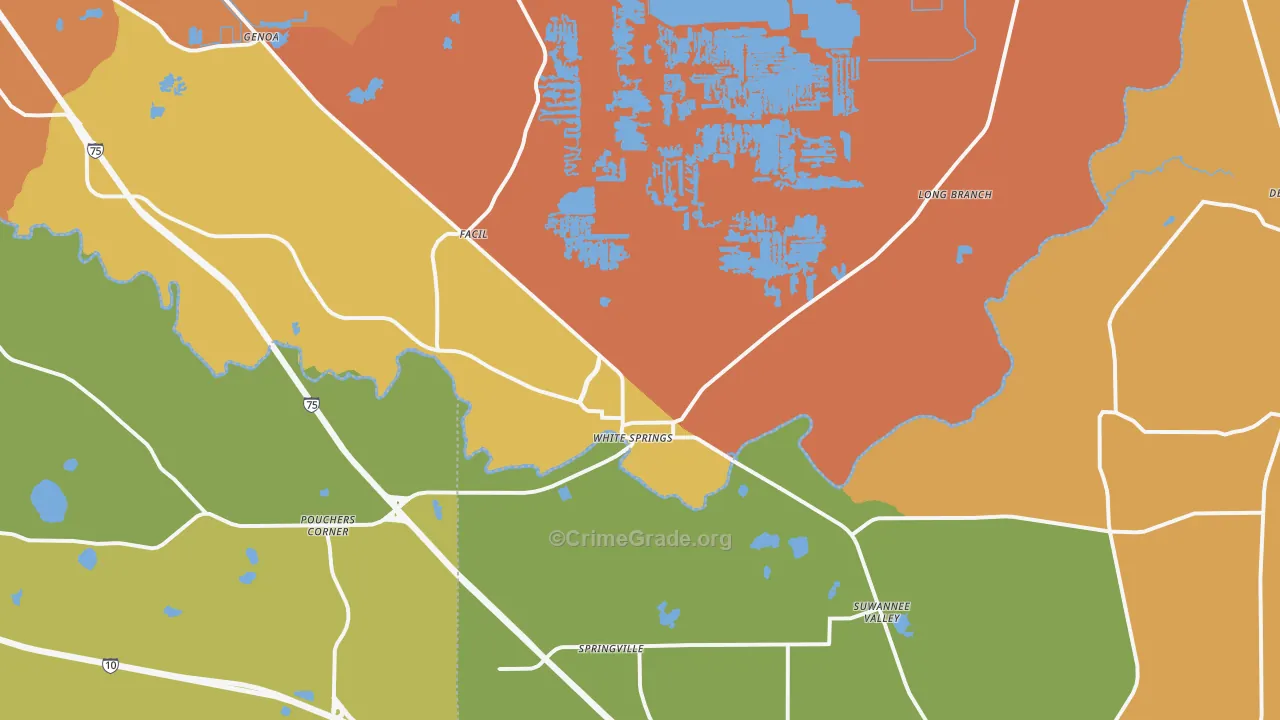 White Springs, FL Map of Murder Rates