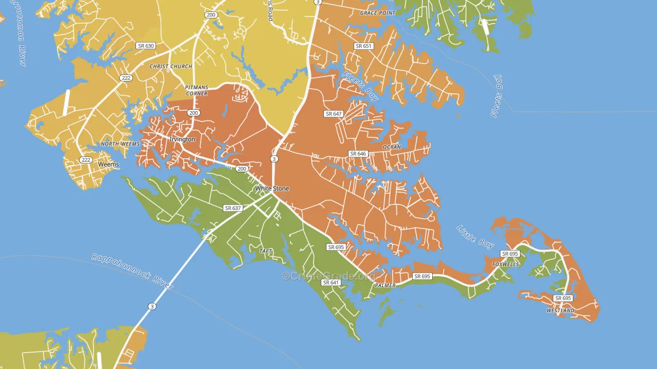 White Stone, VA Map of Murder Rates