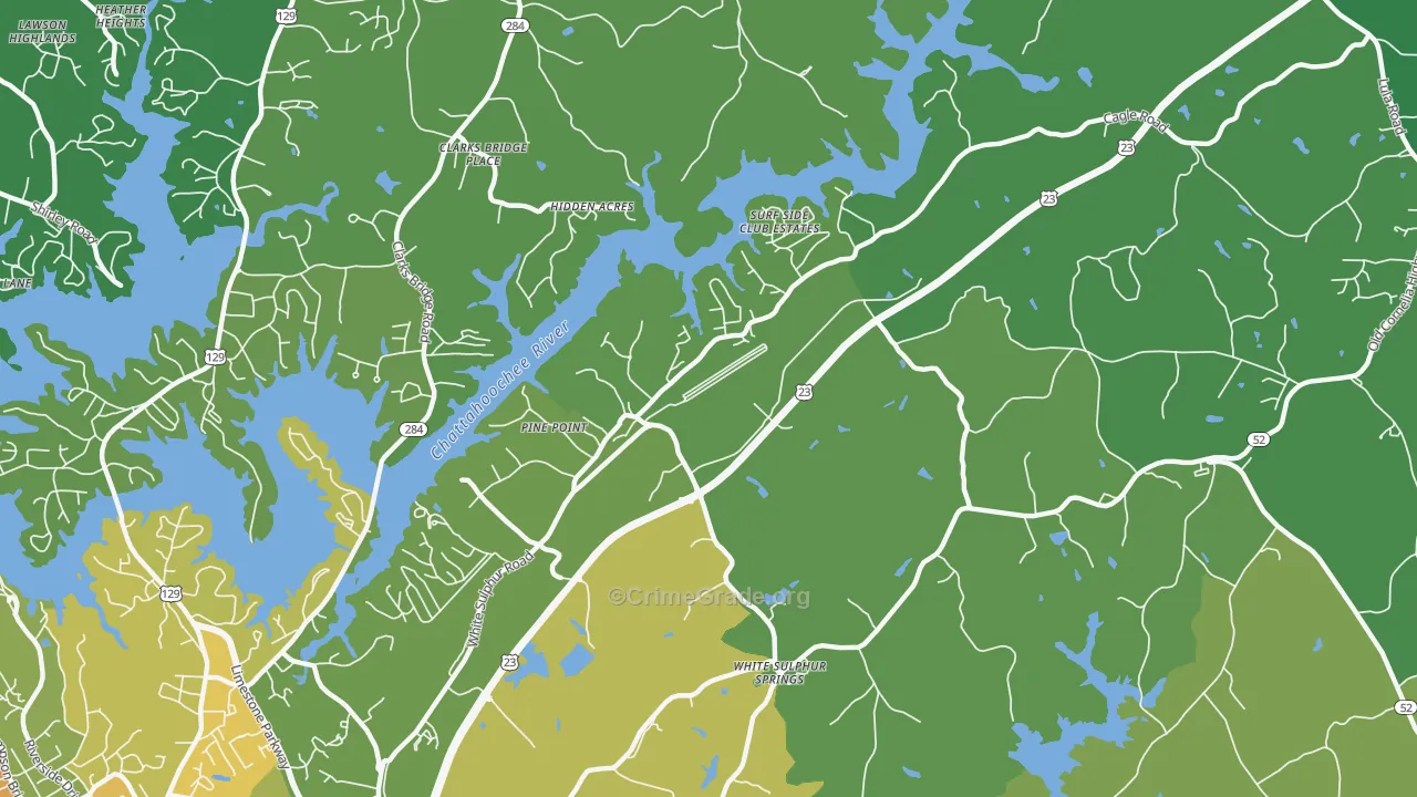 White Sulphur, GA Map of Murder Rates