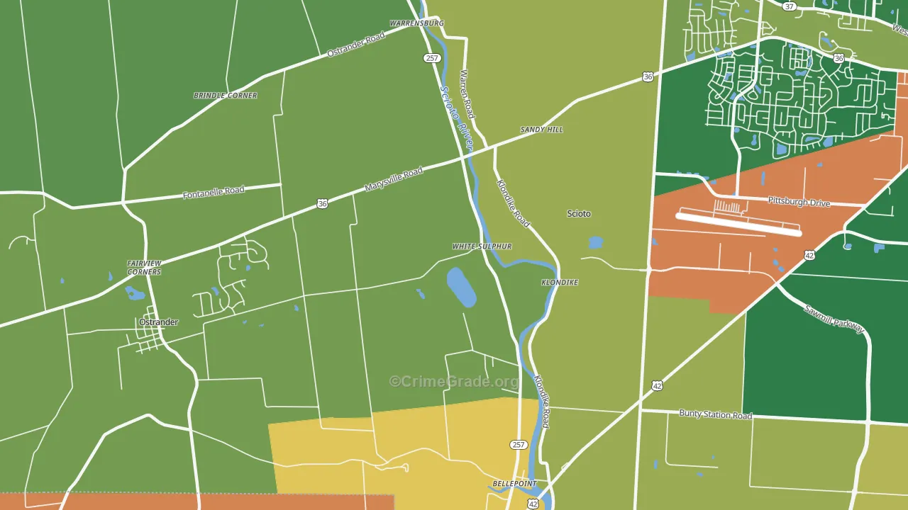 White Sulphur, OH Map of Murder Rates