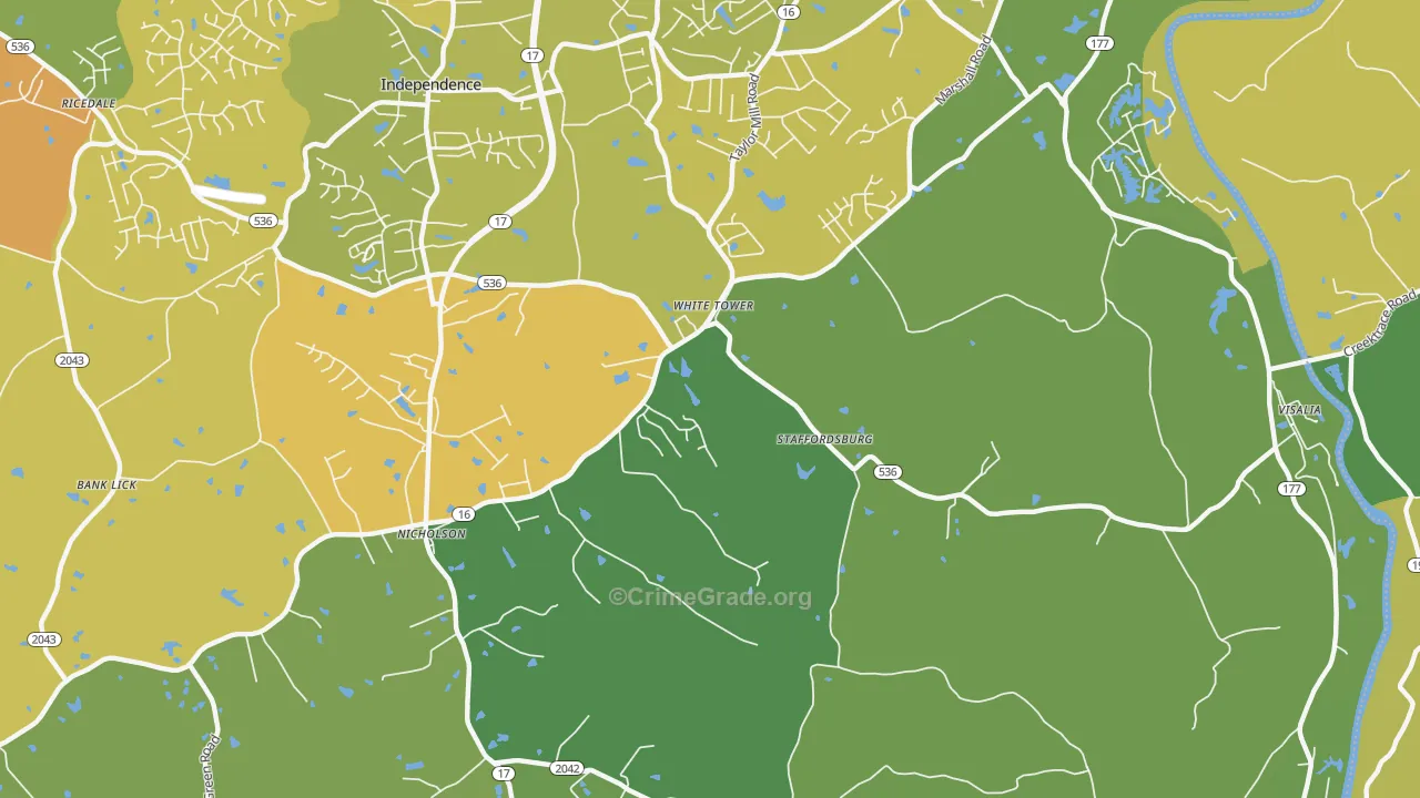 White Tower, KY Map of Murder Rates