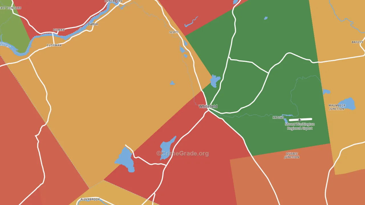 Whitefield, NH Map of Murder Rates