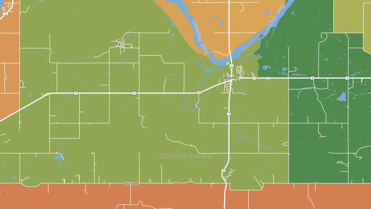 Whitefield, OK Map of Murder Rates