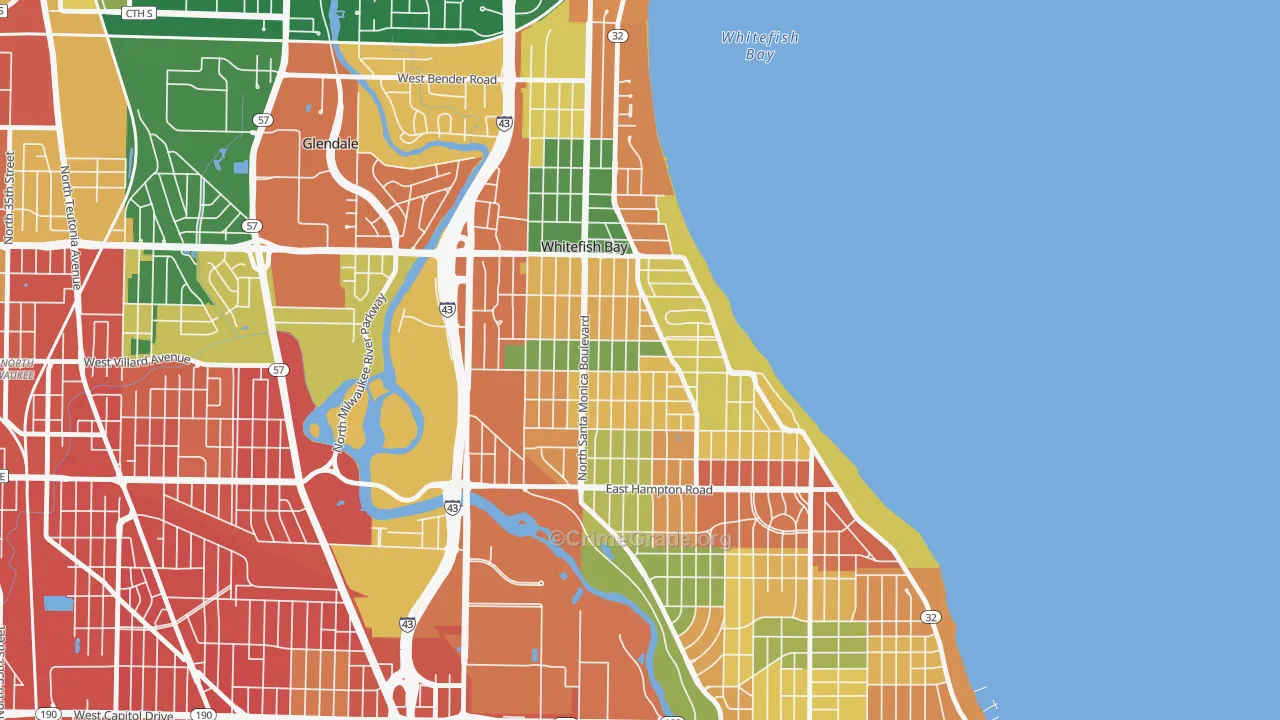 Whitefish Bay, WI Map of Murder Rates