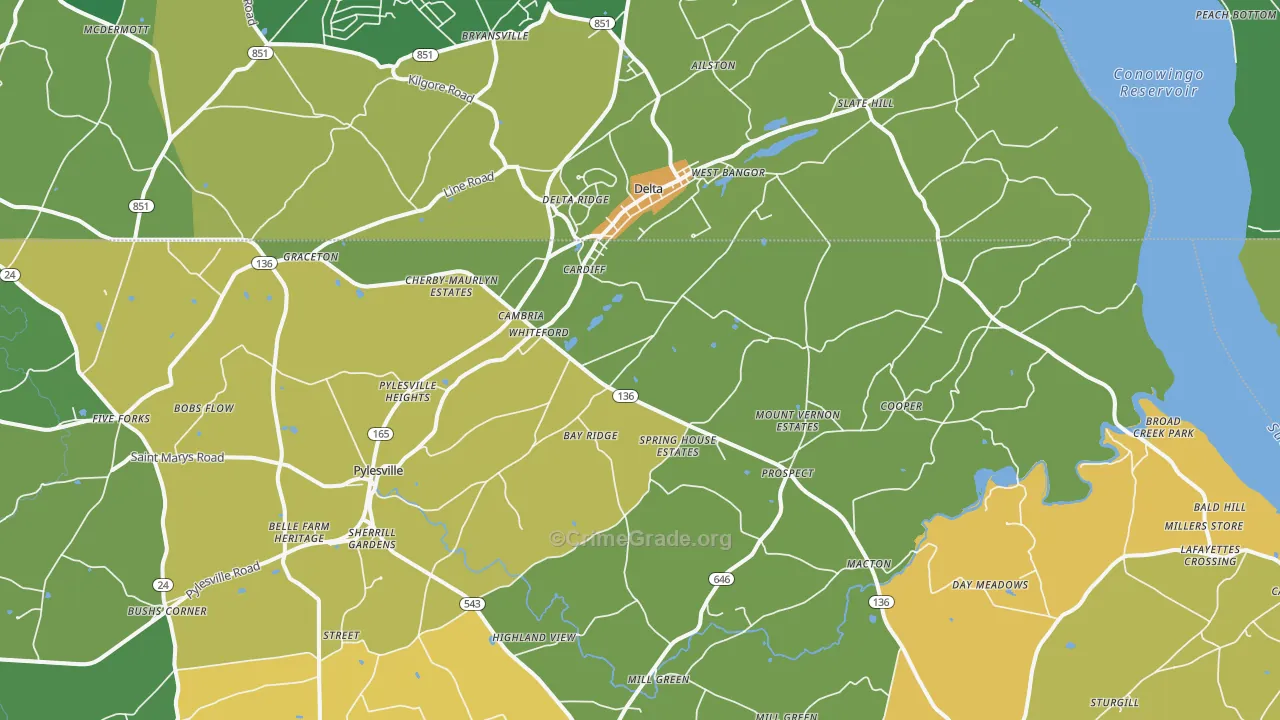Whiteford, MD Map of Murder Rates