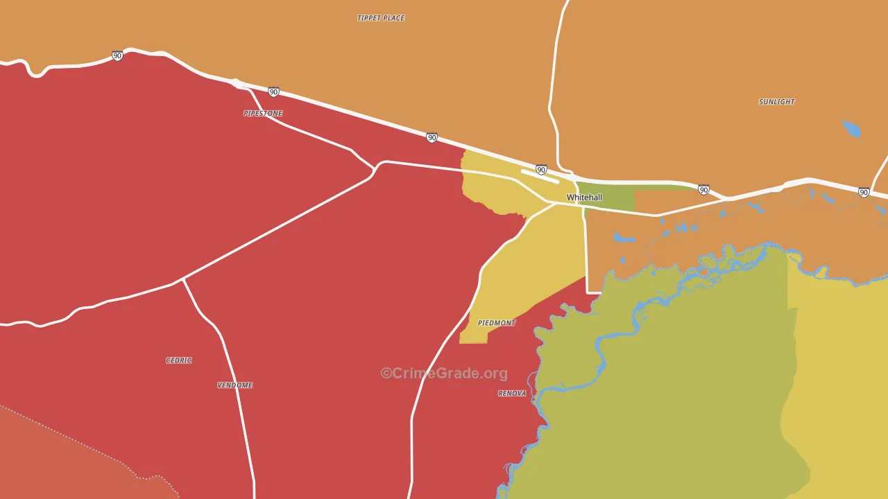 Whitehall, MT Map of Murder Rates