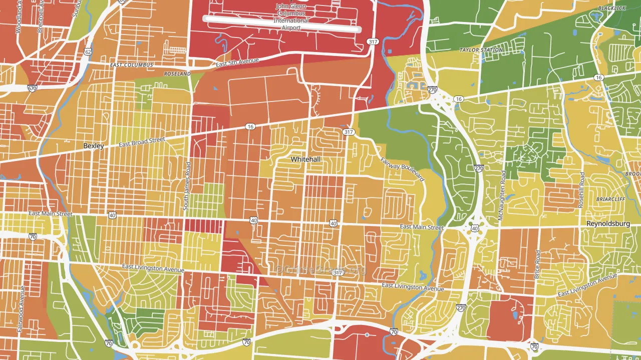 Whitehall, OH Map of Murder Rates