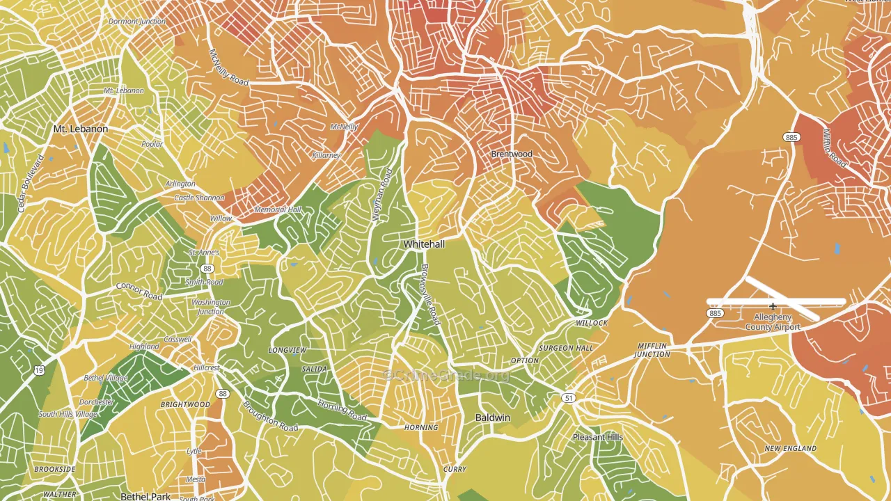 whitehall, Pittsburgh, PA Map of Murder Rates