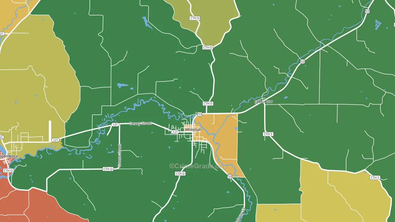 Whitehall, WI Map of Murder Rates