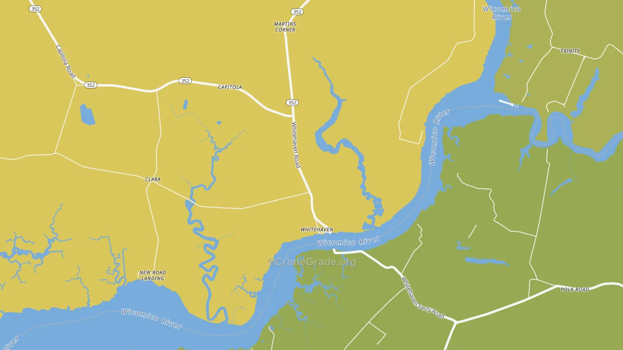 Whitehaven, MD Map of Murder Rates