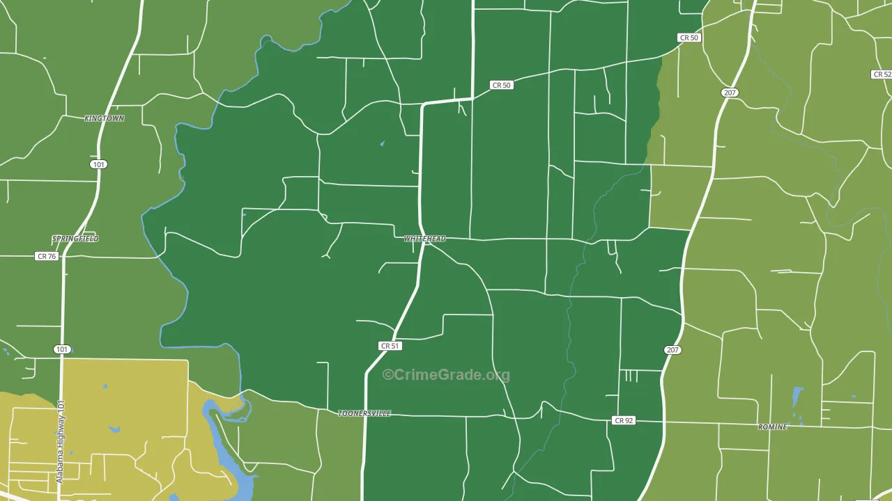 Whitehead, AL Map of Murder Rates