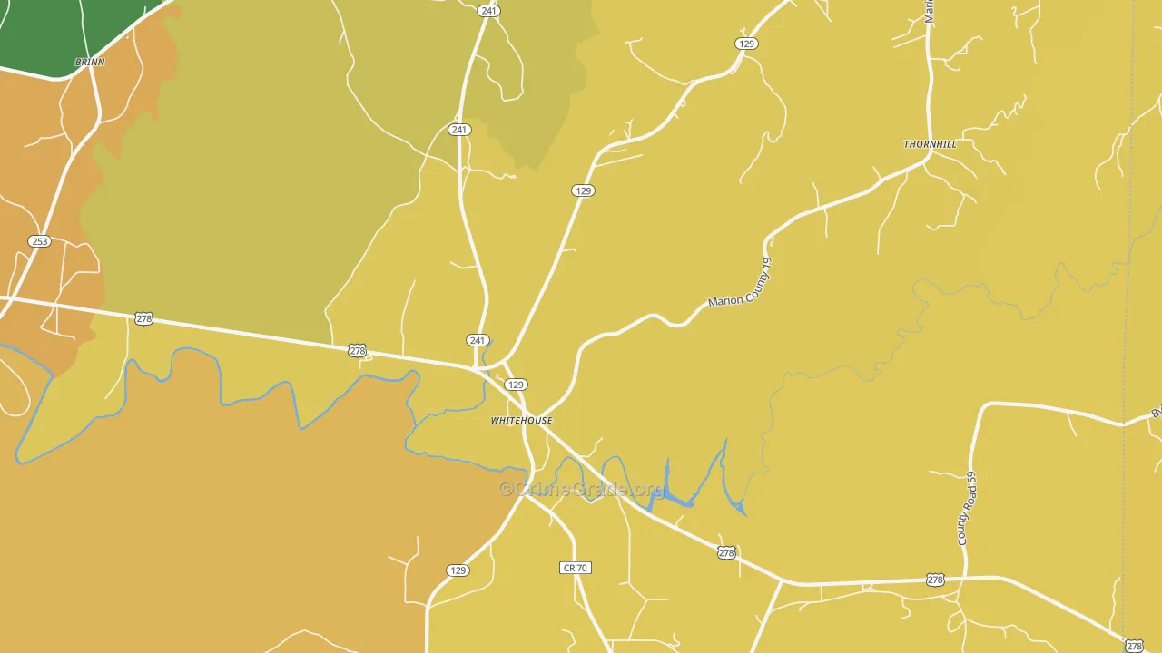 Whitehouse, AL Map of Murder Rates