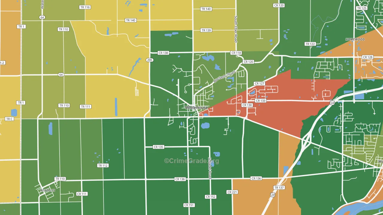 Whitehouse, OH Map of Murder Rates