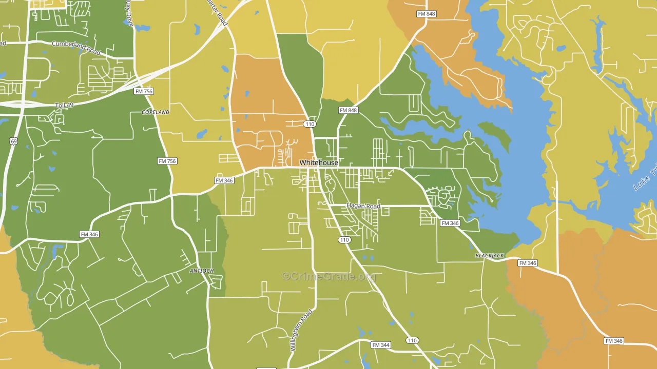 Whitehouse, TX Map of Murder Rates