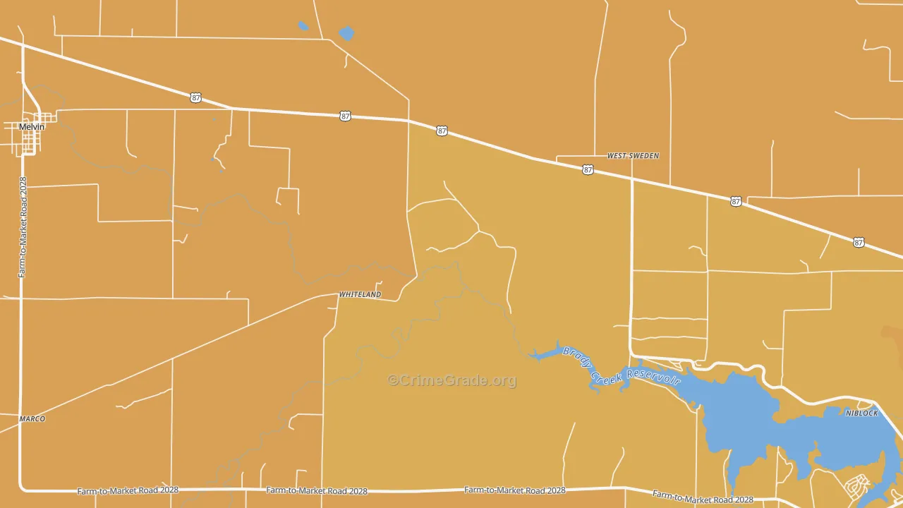 Whiteland, TX Map of Murder Rates