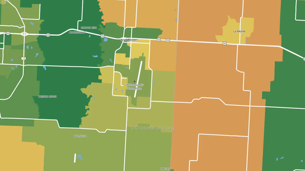 Whiteman Air Force Base, MO Map of Murder Rates