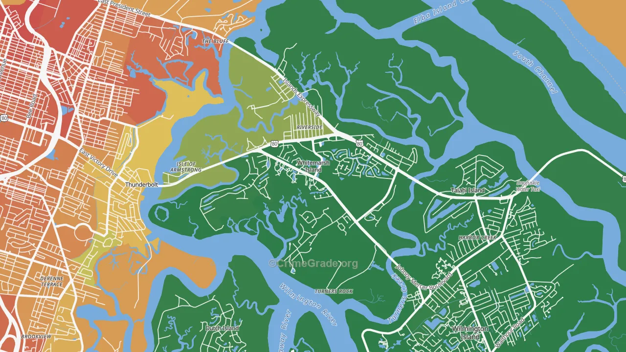 Whitemarsh Island, GA Map of Murder Rates