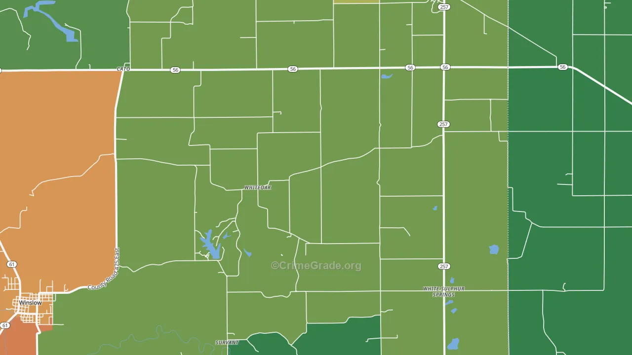 Whiteoak, IN Map of Murder Rates