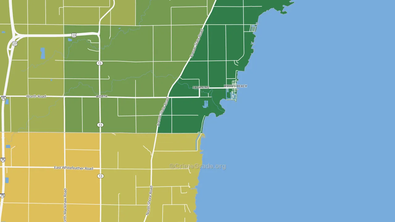 Whites Beach, MI Map of Murder Rates
