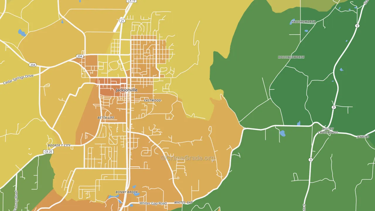 Whites Gap, AL Map of Murder Rates