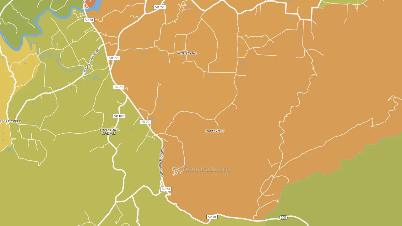 Whitesand, TN Map of Murder Rates