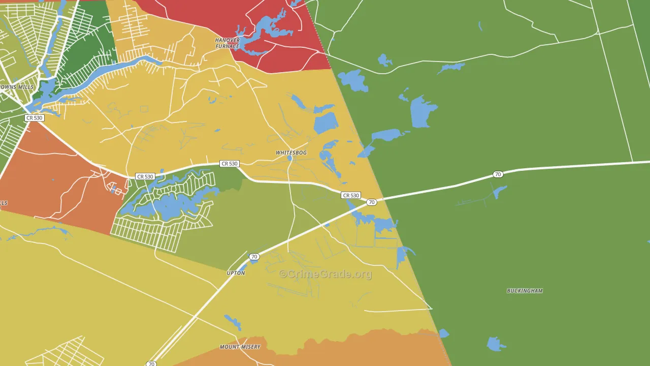 Whitesbog, NJ Map of Murder Rates