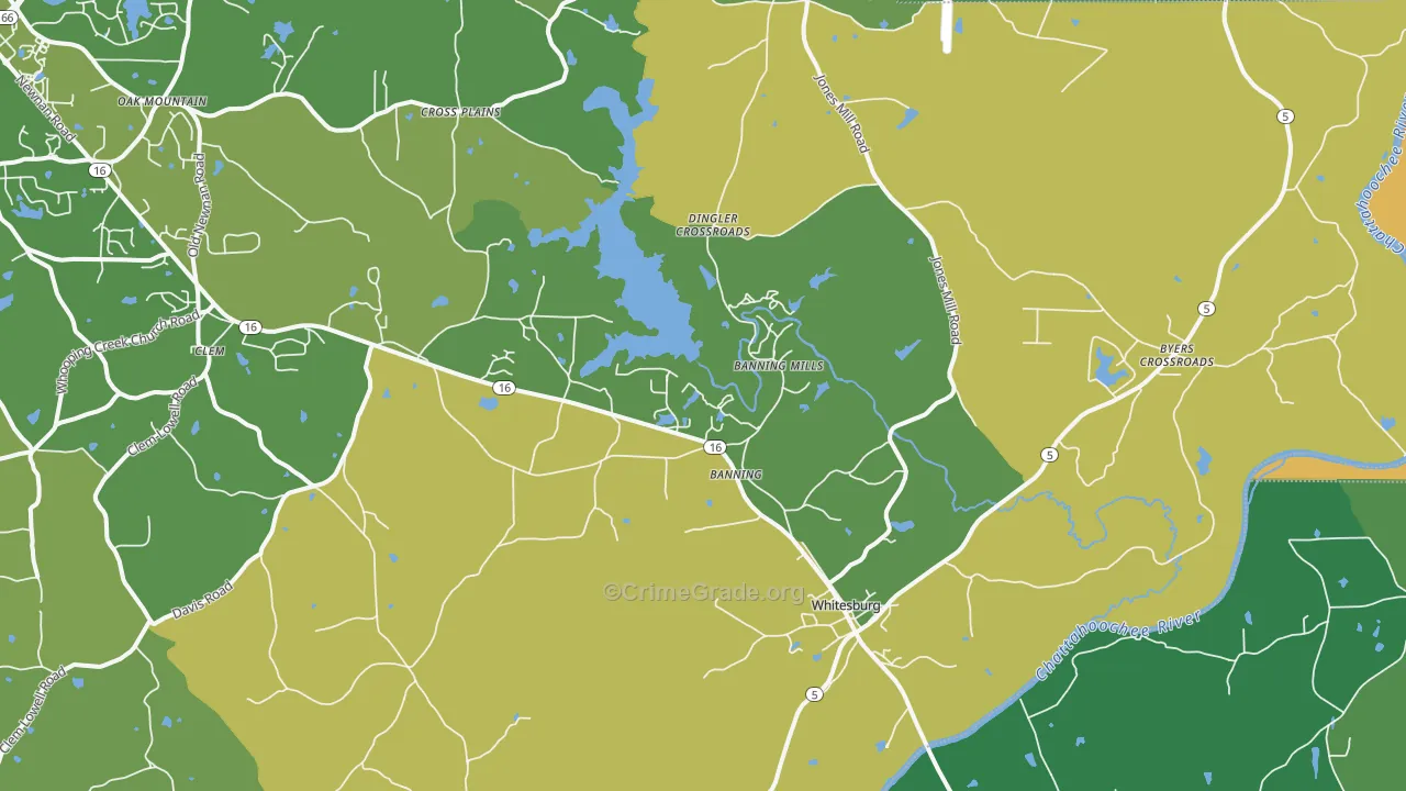 Whitesburg, GA Map of Murder Rates