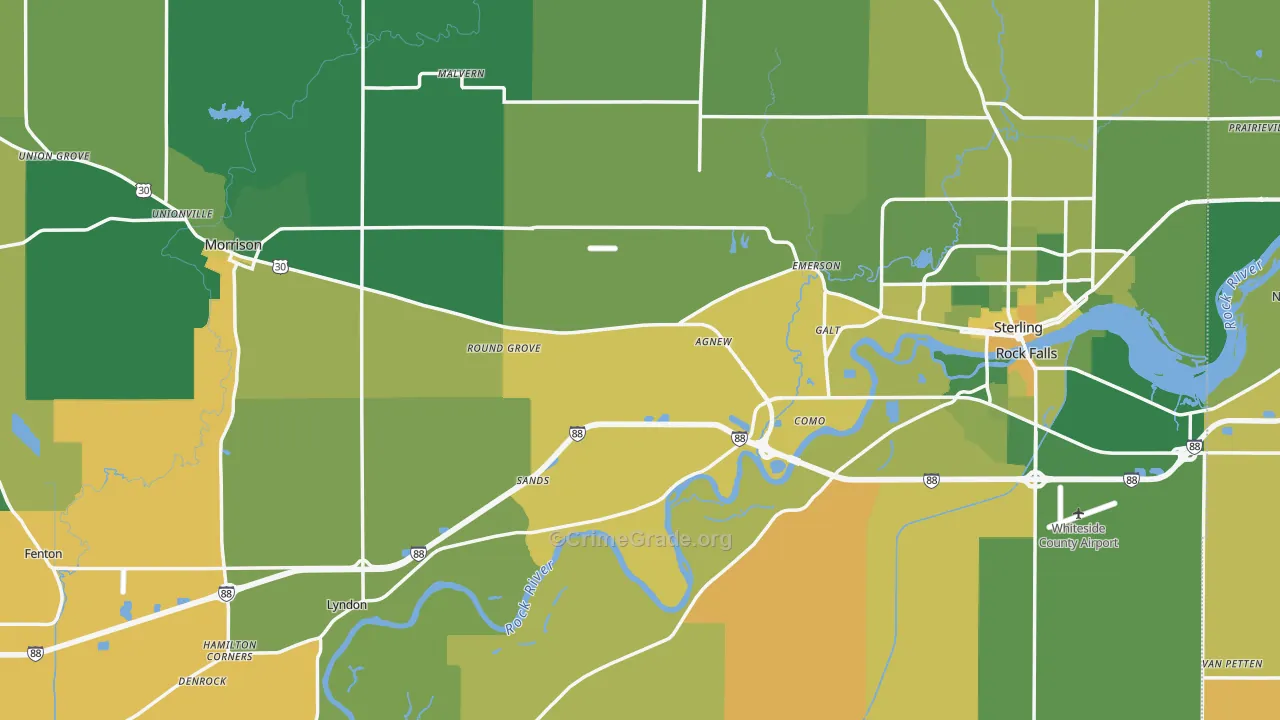 Whiteside County, IL Map of Murder Rates