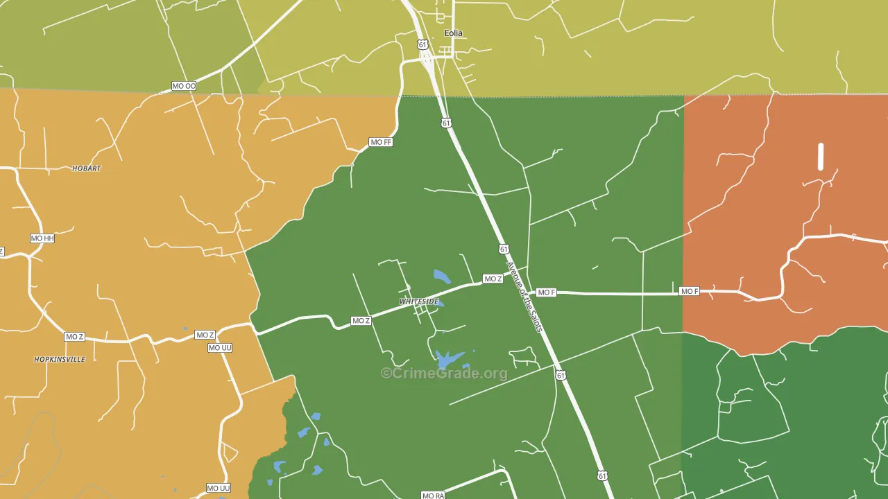 Whiteside, MO Map of Murder Rates