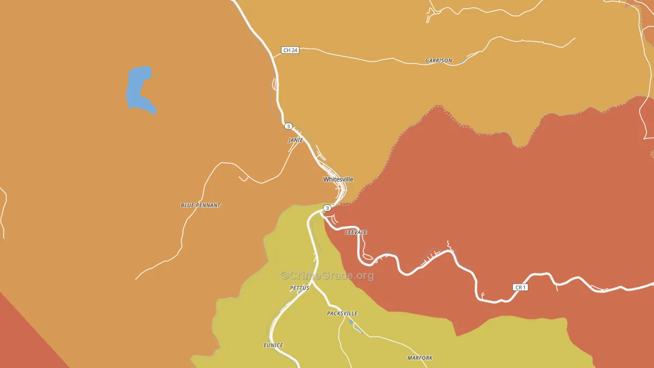 Whitesville, WV Map of Murder Rates