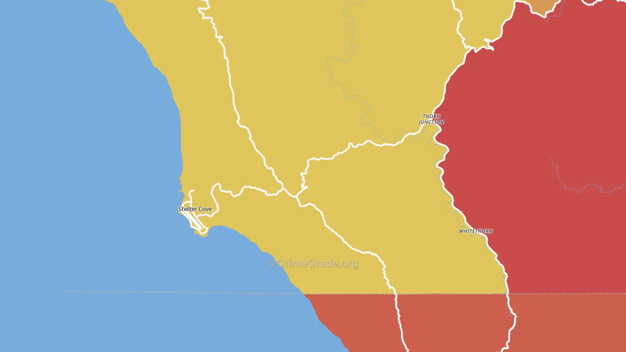 Whitethorn, CA Map of Murder Rates