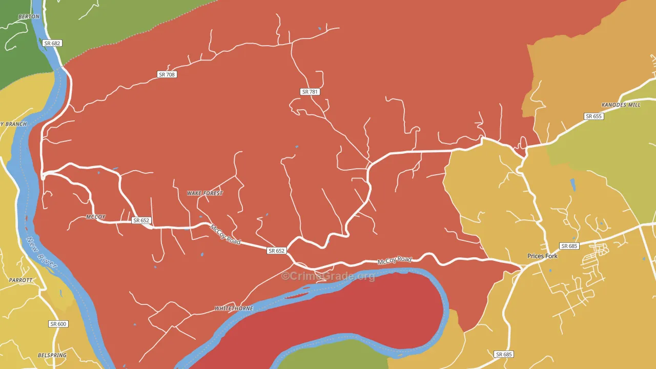 Whitethorne, VA Map of Murder Rates